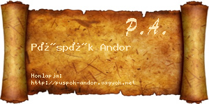 Püspök Andor névjegykártya
