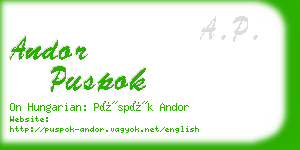 andor puspok business card